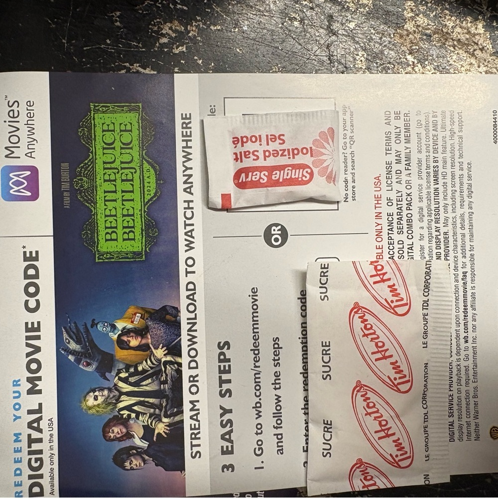 Beetlejuice 2 and Deadpool and Wolverine Digital Movie Codes